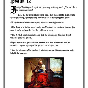 Printable Wall Art/ Psalm 12, King James Version /Beautiful Old English Font, Illuminated Manuscript Style - Digital Art Download/