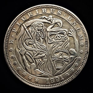 HOBO Coin/ Fantasy Art/ Collectable Hobo Dollar/Challenge Coin  * Skeleton with Scythe