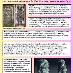 Printable Bible Study Chart: “Mystery of the Shroud of Turin” / Digital Download