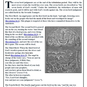 Printable Bible Study Aid, Illustrated, Including Chart -  Book of Revelation 16- The Seven Bowl Judgments of God/ Digital Download