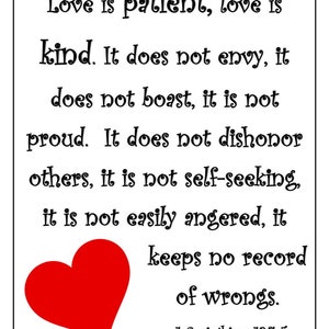 Printable Wall Art/Inspirational Flyer; Bible Verse - 1 Corinthians 13:4-5 / Digital Art Download