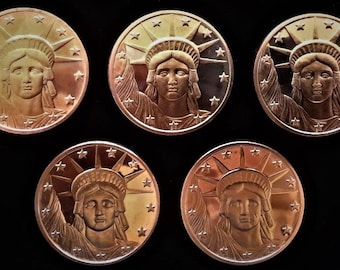 Lady Liberty 1 oz .999 Fine Copper Rounds | 5-Pack Collectible Bullion