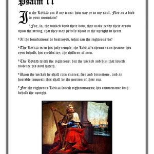 Printable Wall Art/ Psalm 11, King James Version /Beautiful Old English Font, Illuminated Manuscript Style - Digital Art Download/