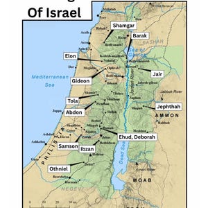 The Judges of Israel” — Printable Bible Study Map | Illustrated Old Testament Diagram | Digital Download