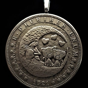 Coin Pendant/ Hobo Coin/ Fantasy Art &quot;Moon Kittens&quot;  * HOBO Dollar
