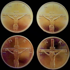 1 oz Copper Rounds (4) * Crucifixion by Medallic Sculptor Heidi Wastweet/ Collectable Coins/ Challenge Coins