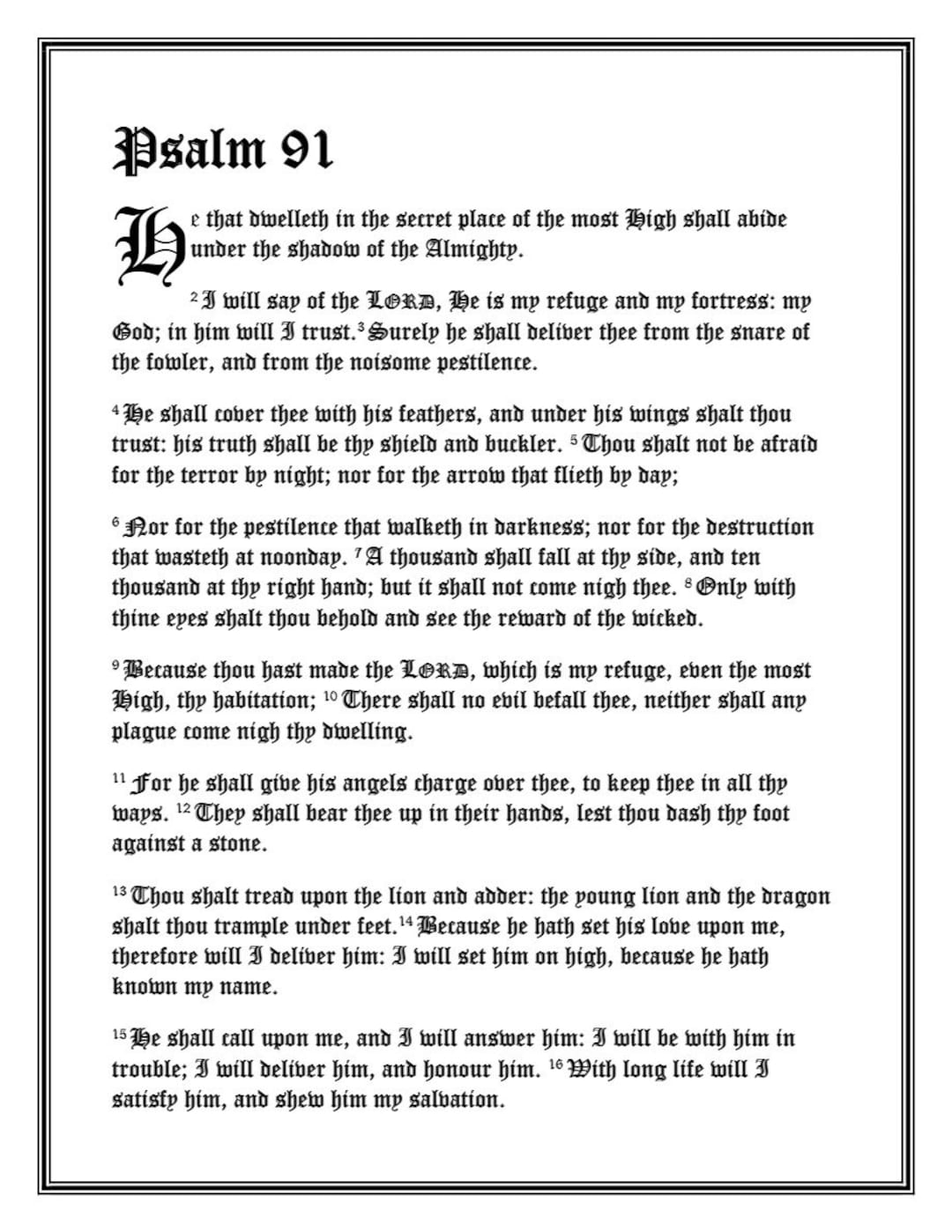 Printable Wall Art Psalm 91 King James Version beautiful Old English printable-wall-art-psalm-91-king-james-version-beautiful-old-english