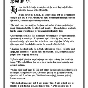 Printable Wall Art/ Psalm 91, King James Version /Beautiful Old English Font, Illuminated Manuscript Style - Digital Art Download/