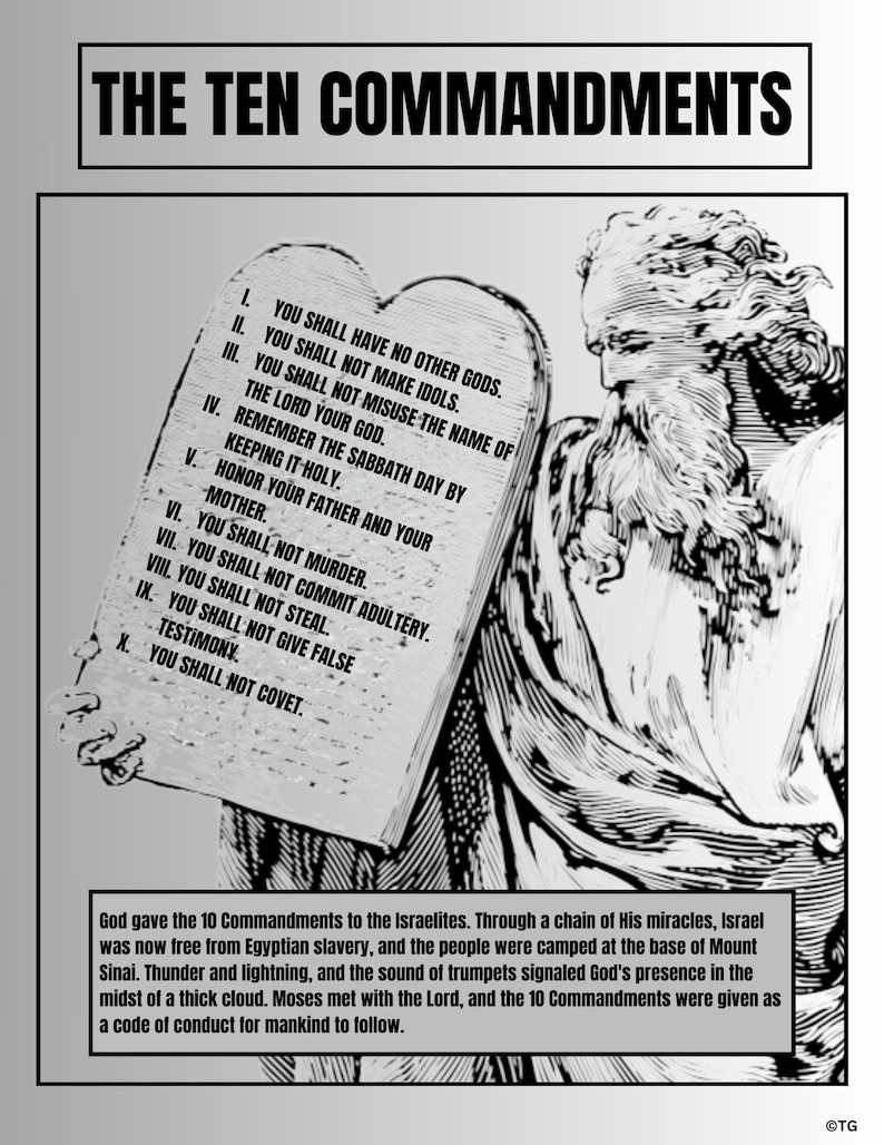 The Ten Commandments — Printable Bible Study Aid | Illustrated ...