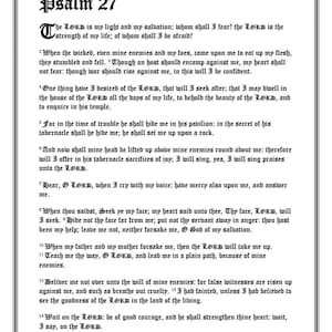 Printable Wall Art/ Psalm 27, King James Version /Beautiful Old English Font, Illuminated Manuscript Style - Digital Art Download/