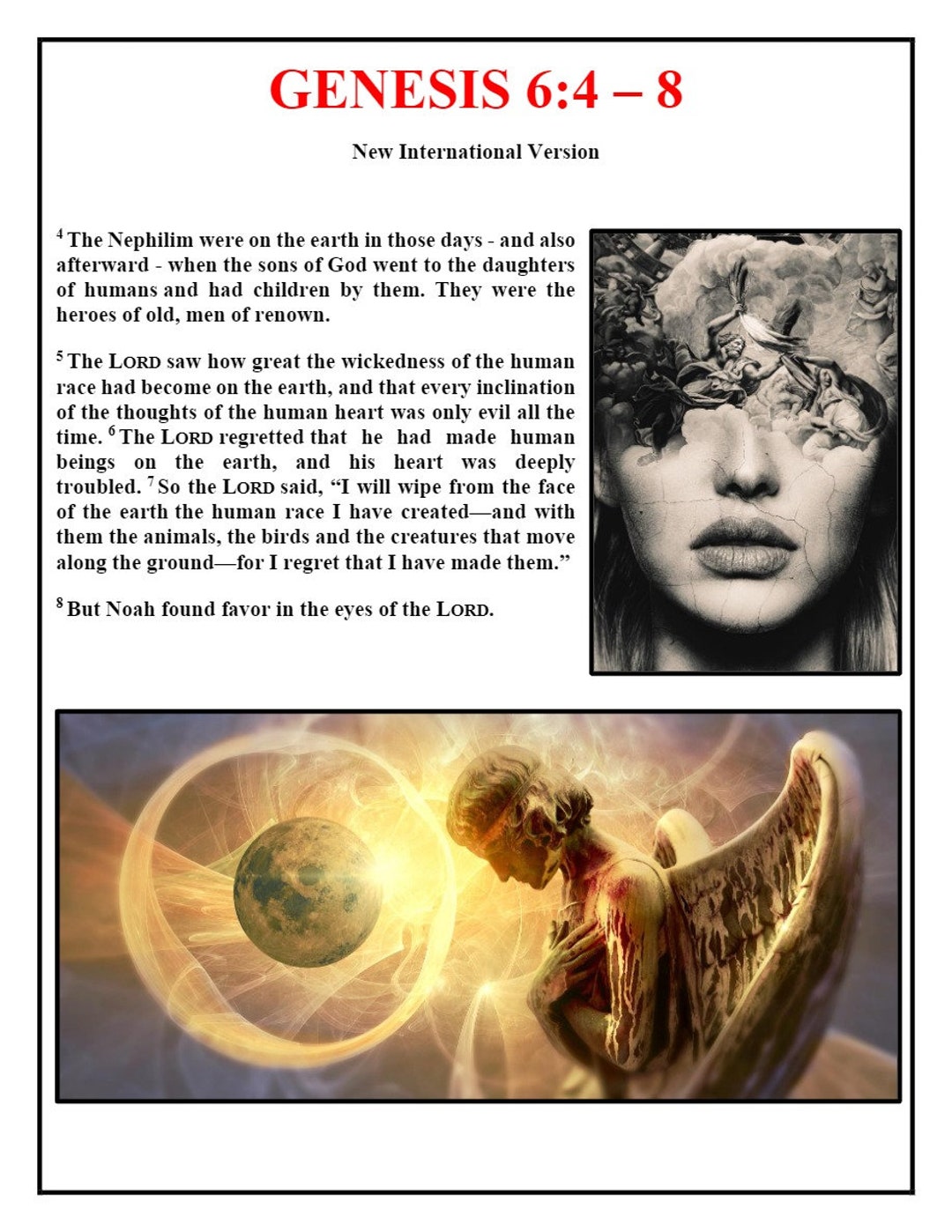 Printable Bible Study Aid, Illustrated Genesis 6/48, the Nephilim