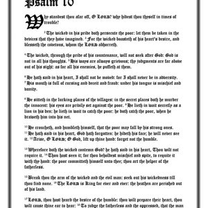 Printable Wall Art/ Psalm 10, King James Version /Beautiful Old English Font, Illuminated Manuscript Style - Digital Art Download/