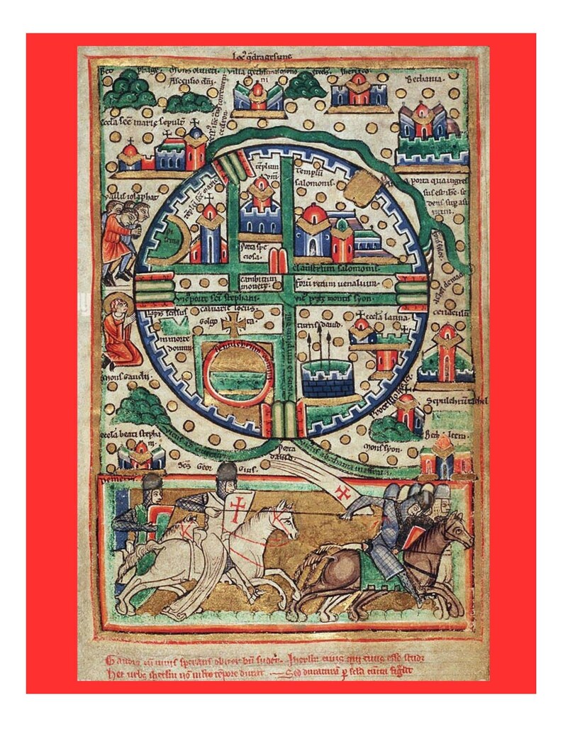 Crusader Map Of Jerusalem printable Wall D cor Digital Download Etsy Crusader Map Of Jerusalem printable Wall D cor Digital Download Etsy