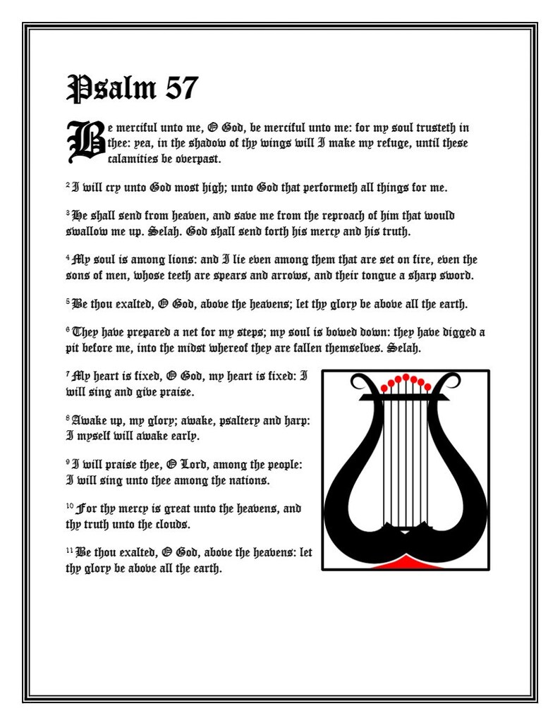 Pslam Font Psalm 57 Printable Wall Art, Old English Font (digital Download) - Etsy
