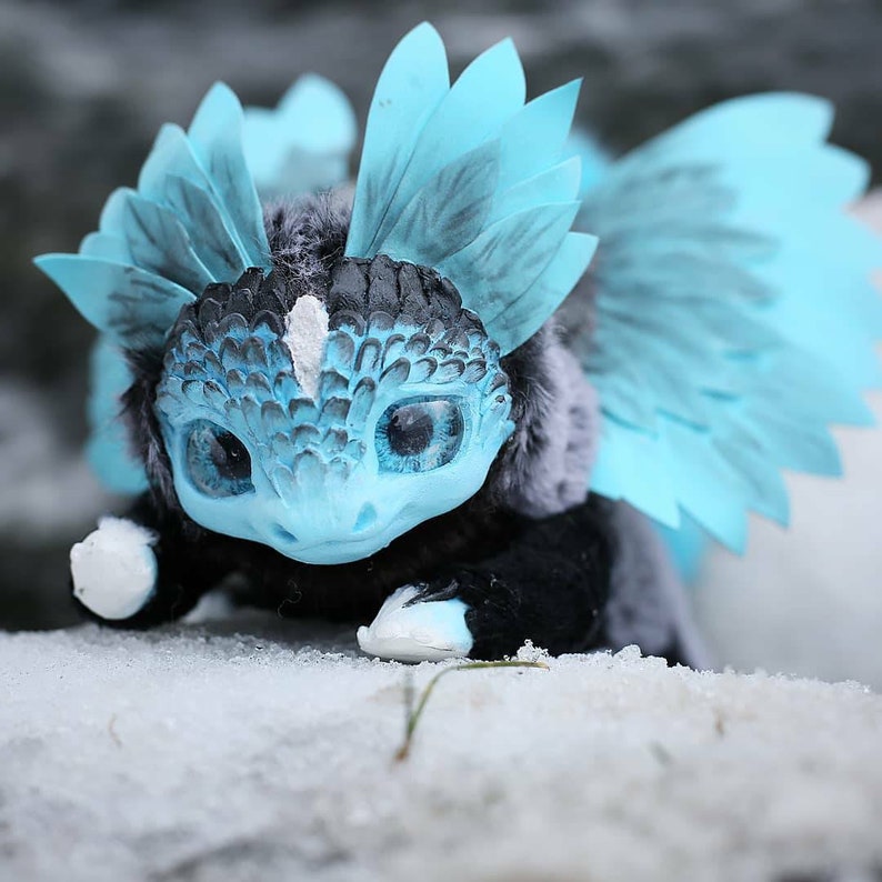 Creamy flower dragon poseable art toy Etsy