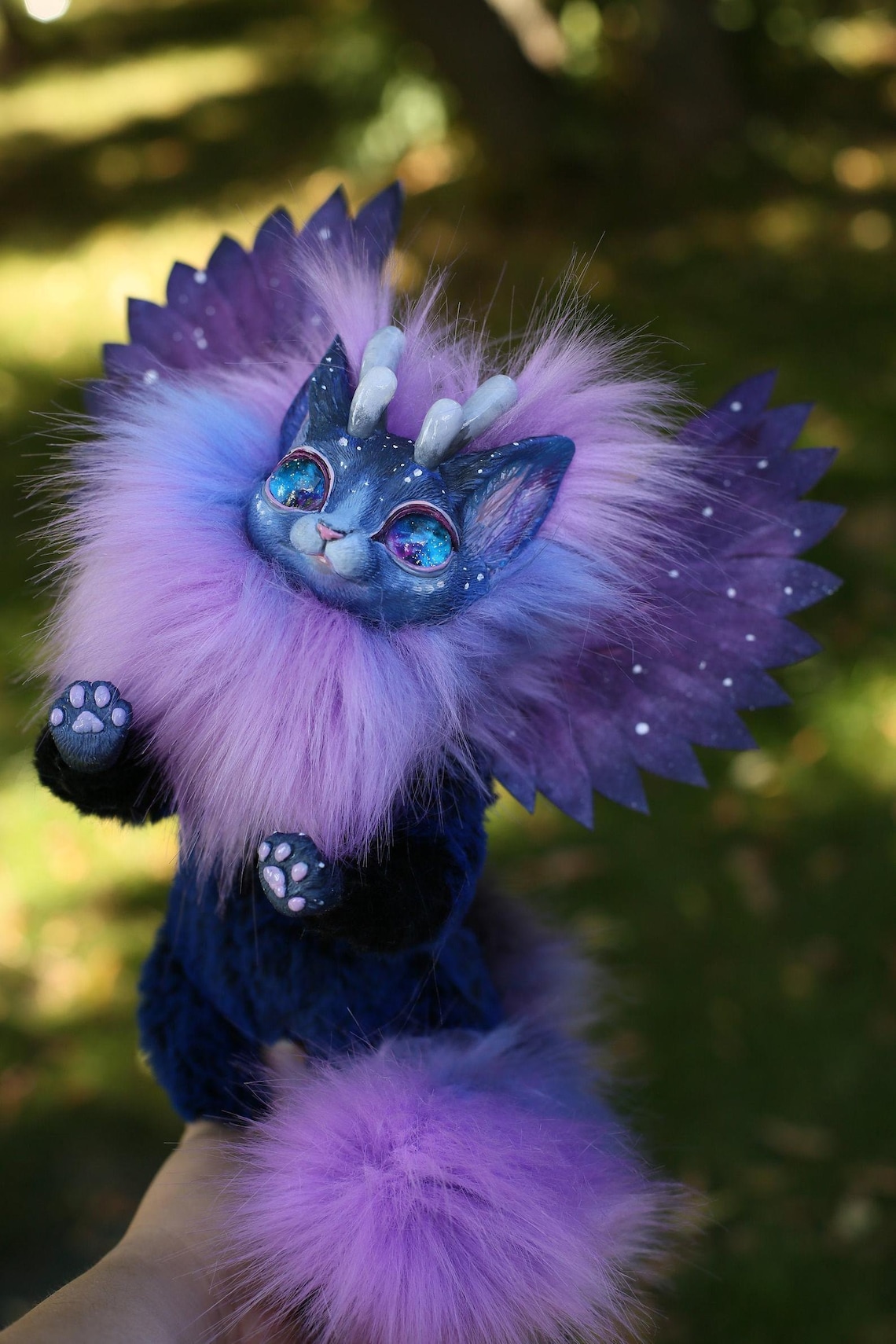 Space horned fox poseable art doll | Etsy