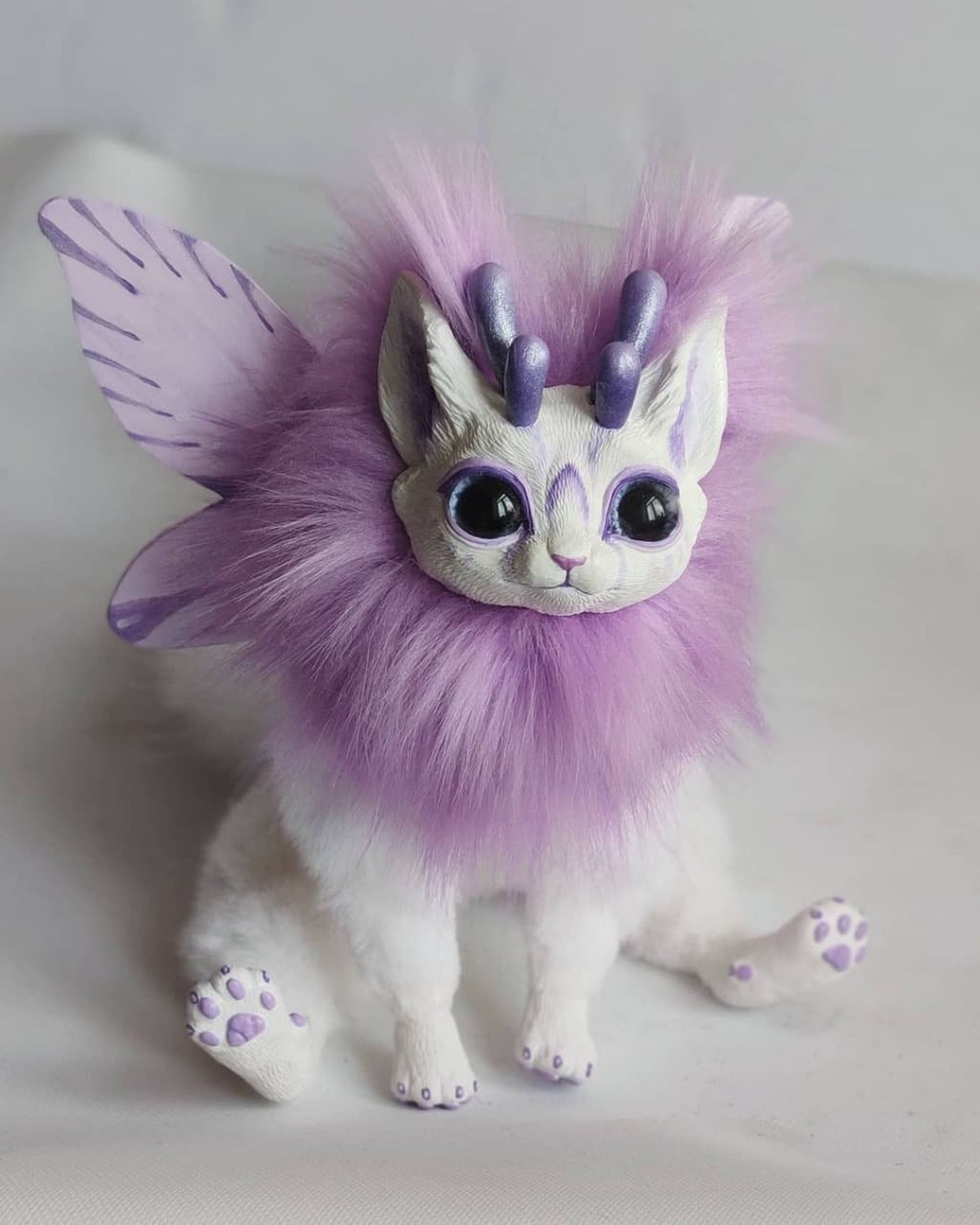 Lavender horned fox poseable art doll | Etsy
