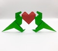 Origami Dinosaur With Love Heart, Choose Your Dinosaur, Wedding Anniversary, Paper Anniversary, Valentine's Day、Paper Gift