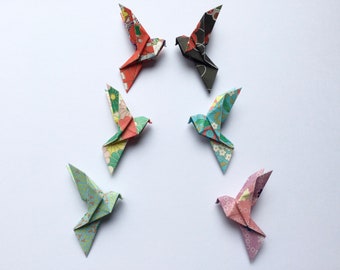 Origami Birds Set of 6, Origami Peace Dove, Room Décor, Paper Gift, Card Making, Scrapbooking