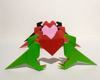 Origami Dinosaur With Love Heart, Choose Your Dinosaur, Wedding Anniversary, Valentine's Day、Paper Gift