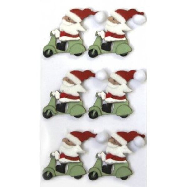 Stickers 3D noel père noel sur moto auto-adhésif autocollant embellissement scrapbooking carterie bricolage