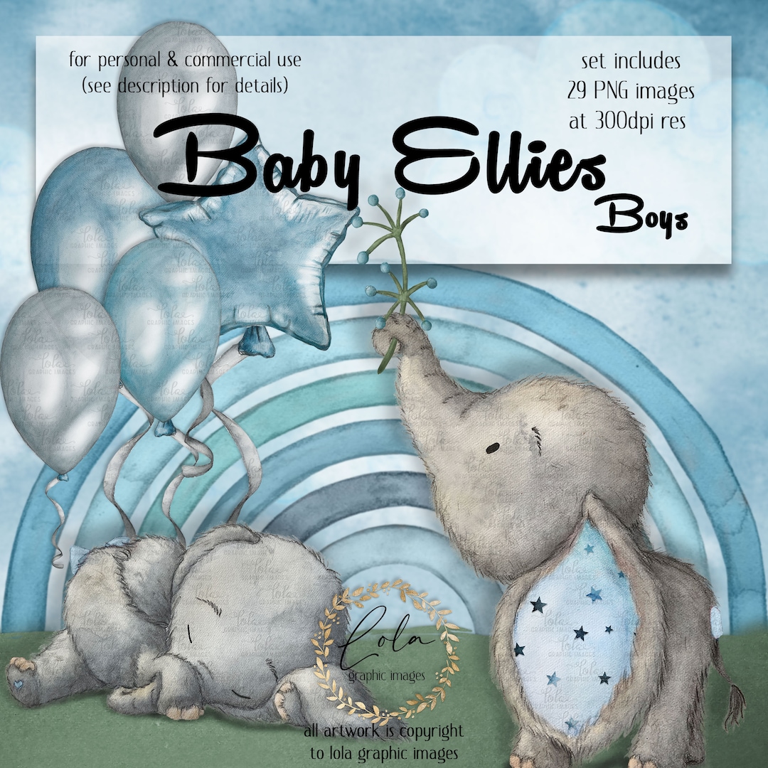 Watercolor Boy Elephant Clipart Africa Elly Animal Baby Boys Nursery ...
