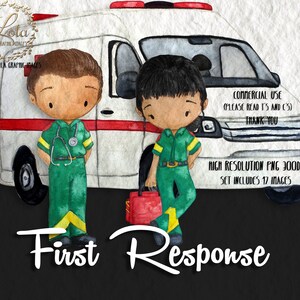 The Medic Heroes Clipart | EMT | Paramedic Images | Key worker | Stethoscope Graphics | Hand Painted Watercolor | Graphics | Commercial PNG