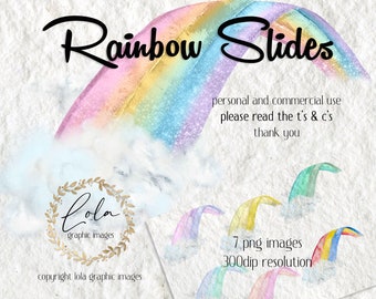 Watercolor Rainbow Clipart | Glitter Rainbow | Wonky Rainbow | Pastel | Baby Shower | Nursery | Hand Painted | Cute | Commercial Use PNG