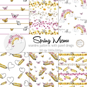 Aquarell Frühling Regenbogen Muster | Briefpapier | Handgemalte Regenbögen | Digitales Papier | Süsser Blumen Stoff | PNG-Bilder