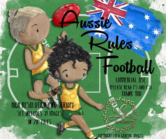 Cute Australian Rules Football Clipart Sport Afl Aussie Etsy