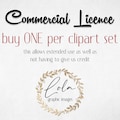 COMMERCIAL LICENSE (valid for only ONE of our clip art sets), Extended Usage License for 1 Clipart Set