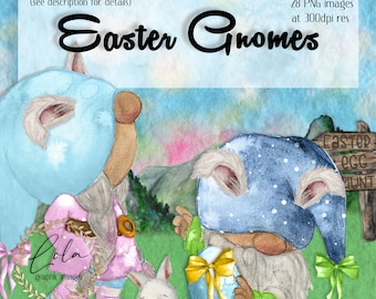 Watercolor Easter Gnome Clipart | Lola Graphics | Spring Day | Easter Bunny Gonks | Easter egg | Hand Painted | Cute | Commercial Use | PNG