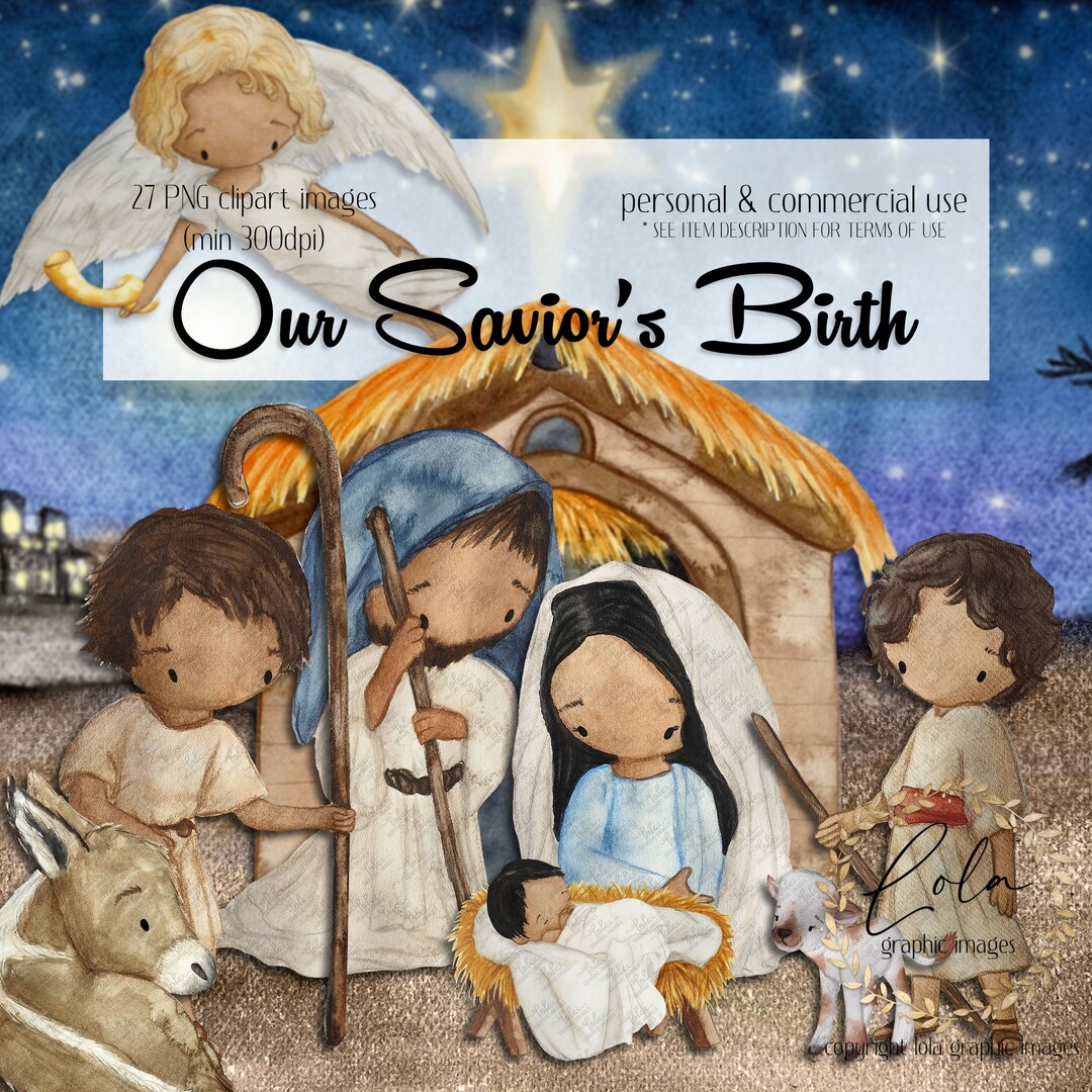 Cute Nativity Clipart Christmas Graphics Baby Jesus Christ Birth Holiday  Angel Wise Men Bible Image Hand Painted Watercolor Commercial PNG - Etsy