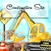 Watercolor Construction Clipart | Dump Truck | Cute Boys Party | Excavator | Trucks | Building | Builder | Hand Painted | Commercial Use PNG 