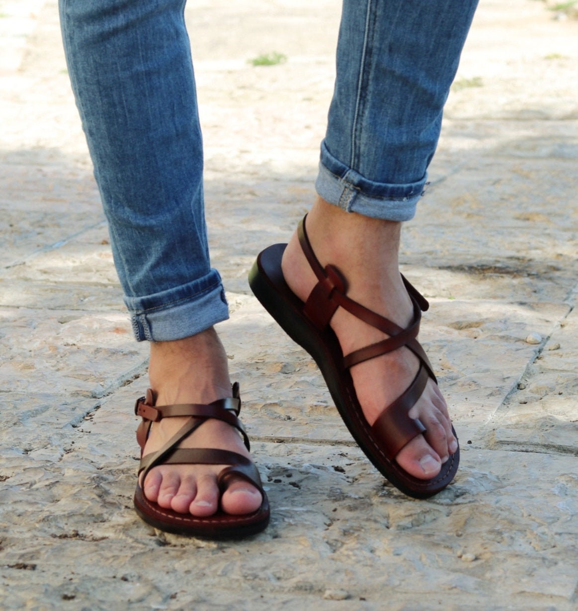 Leather Sandal Men Jesus Greek Sandals FREE - Etsy