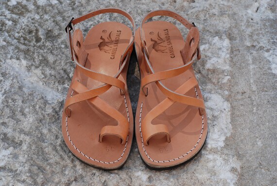 tan leather sandals