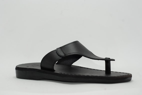 mens black leather sandals