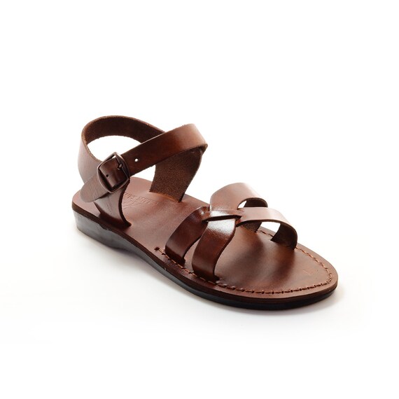 Brown Leather Sandals Greek Flat Summer Shoes Model 7 | Etsy