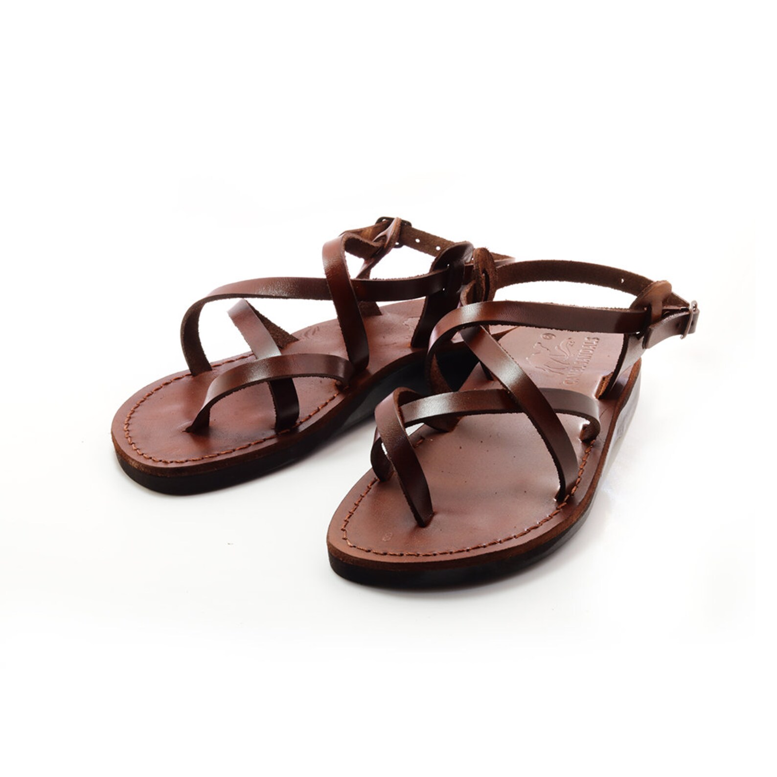 Strappy Brown Leather Sandals for Women Jesus Sandals Flat - Etsy