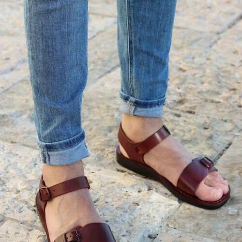 brown buckle sandals
