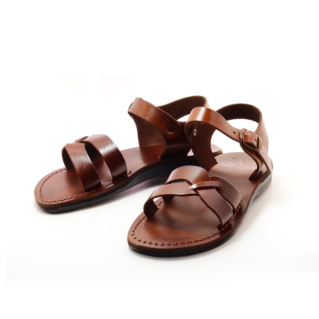 Brown Leather Sandals Greek Flat Summer Shoes Model 7 - Etsy