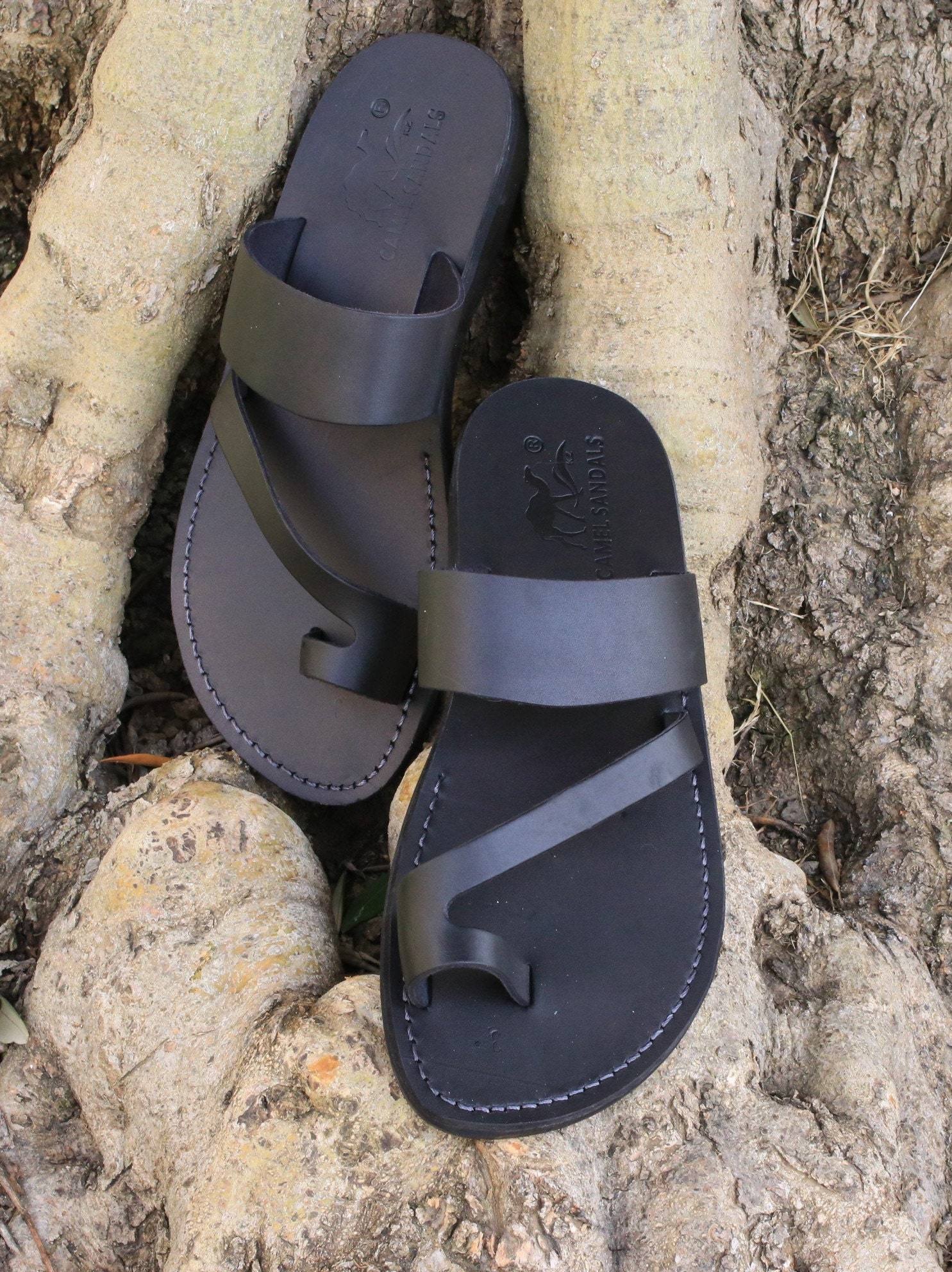 Men Leather Sandals Black Leather Sandals Jesus Sandals Etsy