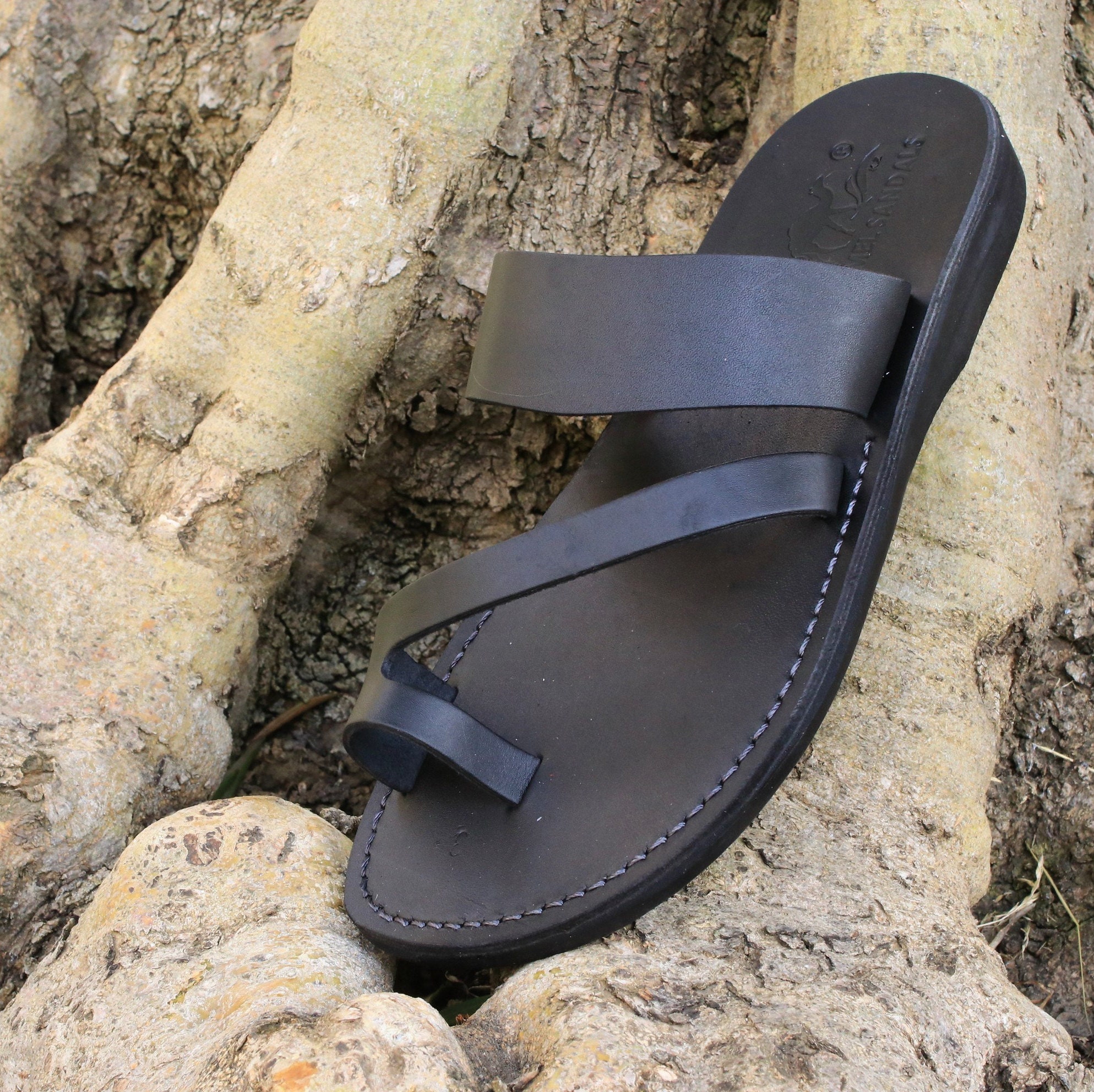 Men Leather Sandals Black Leather Sandals Jesus Sandals Etsy