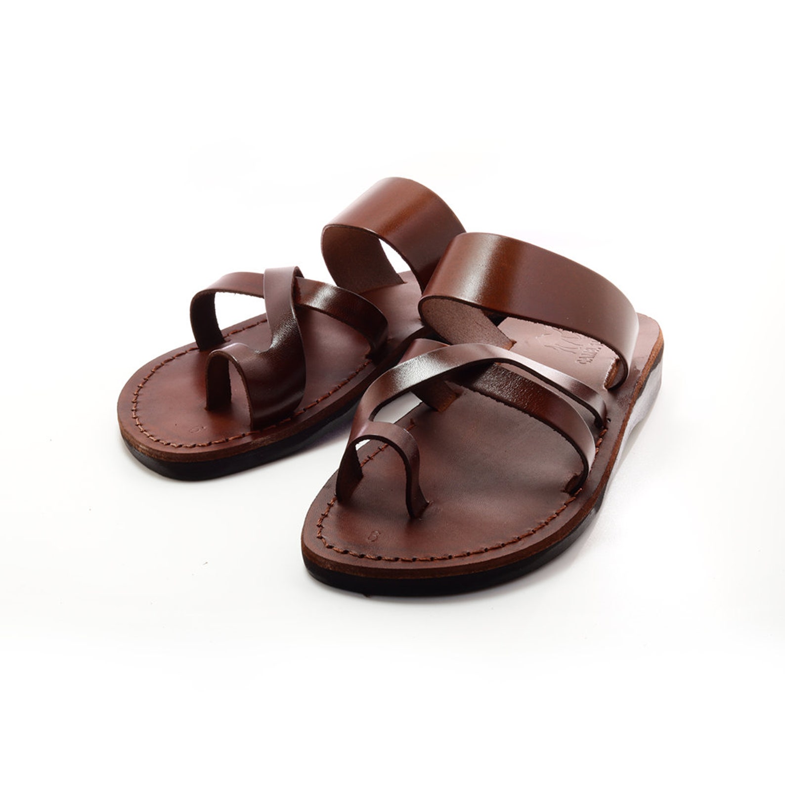Toe Ring Slides Brown Leather Sandals for Men FREE SHIPPING Etsy UK