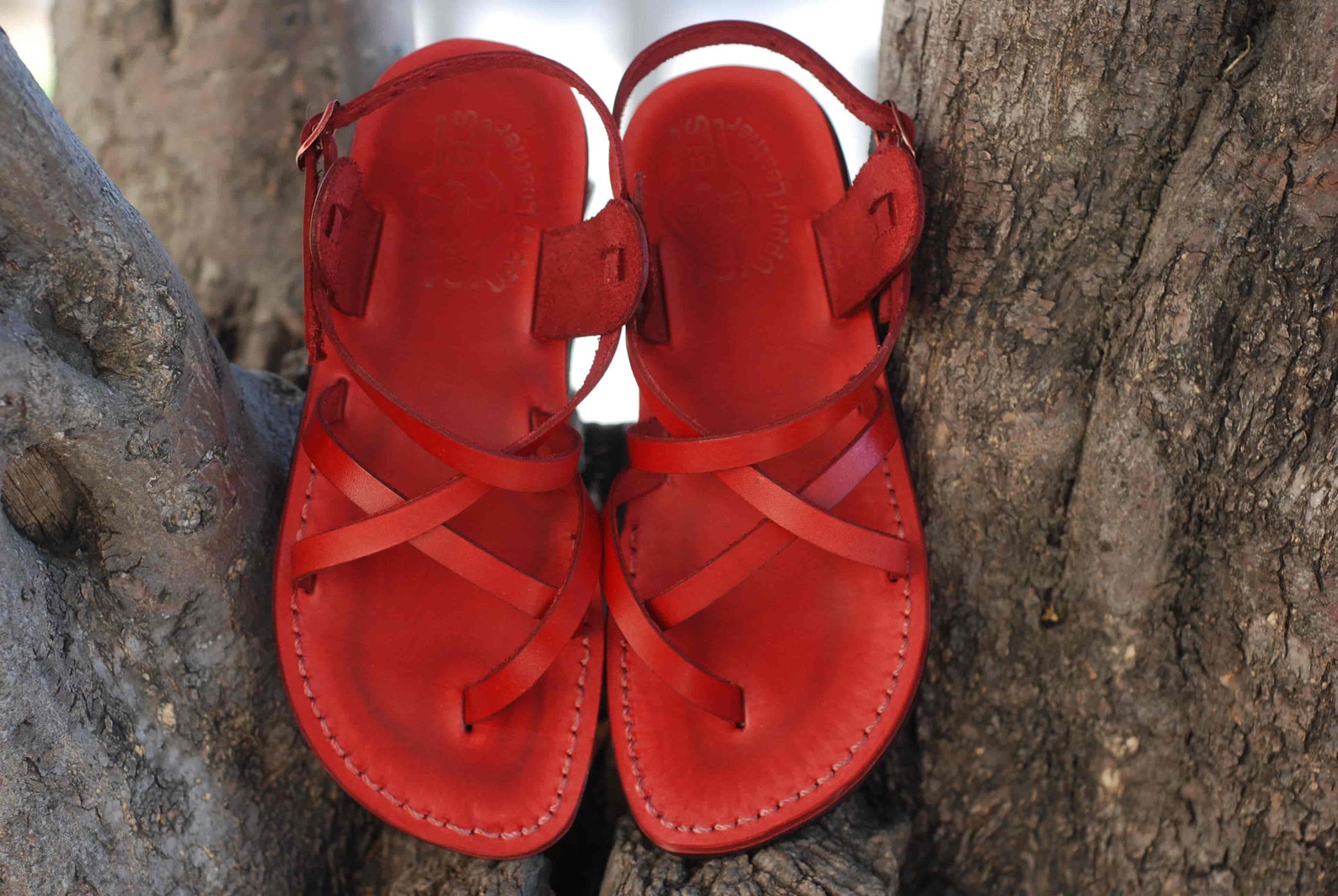 Leather Sandals Jesus Sandals Red Leather Sandals for Women Etsy