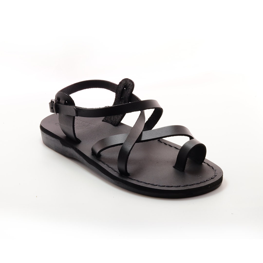 Black Leather Sandals Greek Sandals for Women Strappy - Etsy