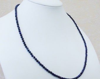 Edelsteinkette 50cm Lapis-Lazuli Halskette – 3,3mm facettierten Perlen Collier