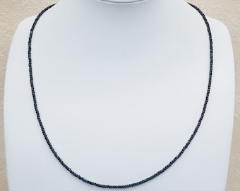 Gemstone Necklace - 55cm Black Spinel Necklace - 2.5-2.8mm Faceted Beads - Collier