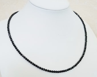 Gemstone Necklace - 47cm Black Spinel Necklace - 3.5mm Faceted. Pearl necklace