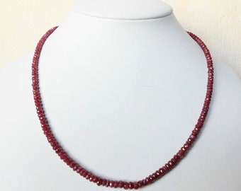 Edelsteinkette echt Rubin ca. 45-47cm Halskette mit 4mm facettierten Perlen Collier